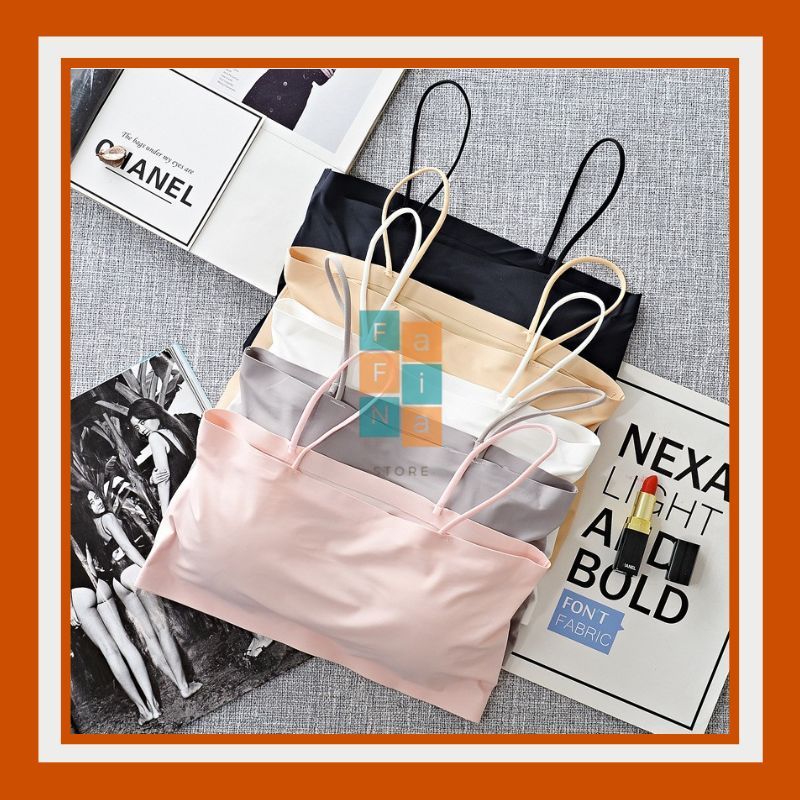 BRA KEMBEN BAHAN ICE SILK/ BH TANKTOP ATASAN WANITA TALI TANPA KAWAT/ TENGTOP/ TANK TOP CEWEK SEAMLE