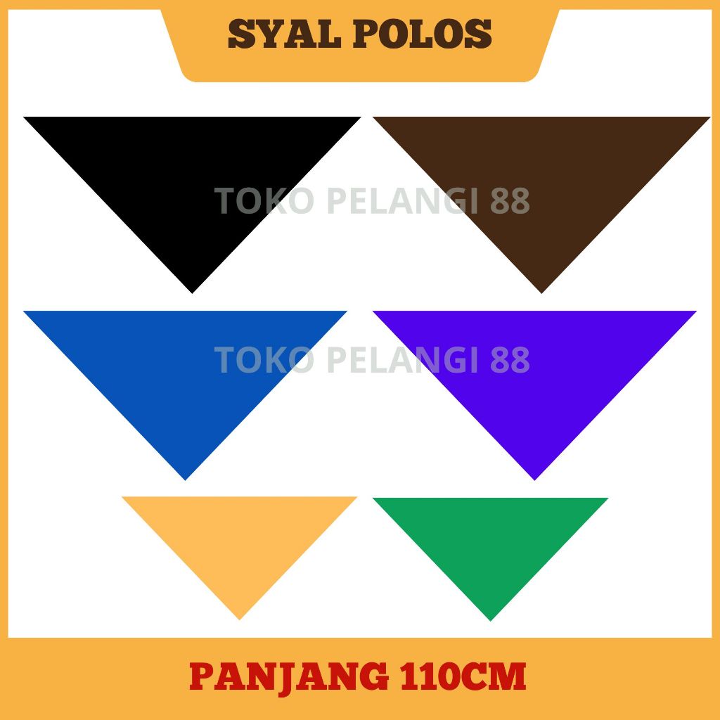 Syal Slayer Segitiga Warna Hitam Coklat Hijau Kuning Ungu Biru Polos Besar