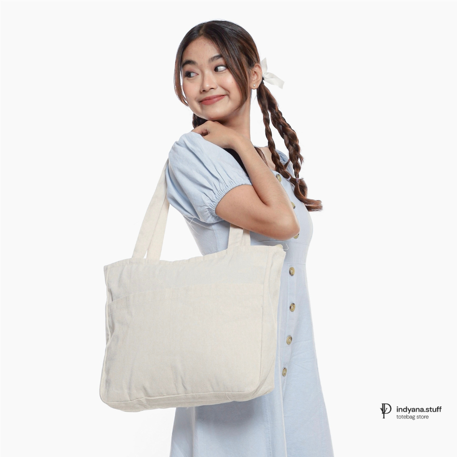 TAS TOTEBAG KANVAS 2 KANTONG CUSTOM SATUAN KANVAS TEBAL ( Bisa custom nama/design sablon)