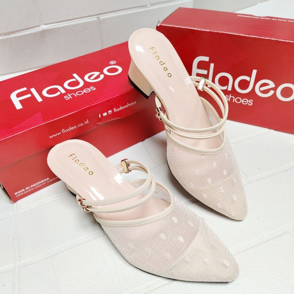 Sandal Pesta Wisuda Kondangan Brukat Totol hak 5cm size kecil 37-41 kode BT Fladeo Brand Matahari