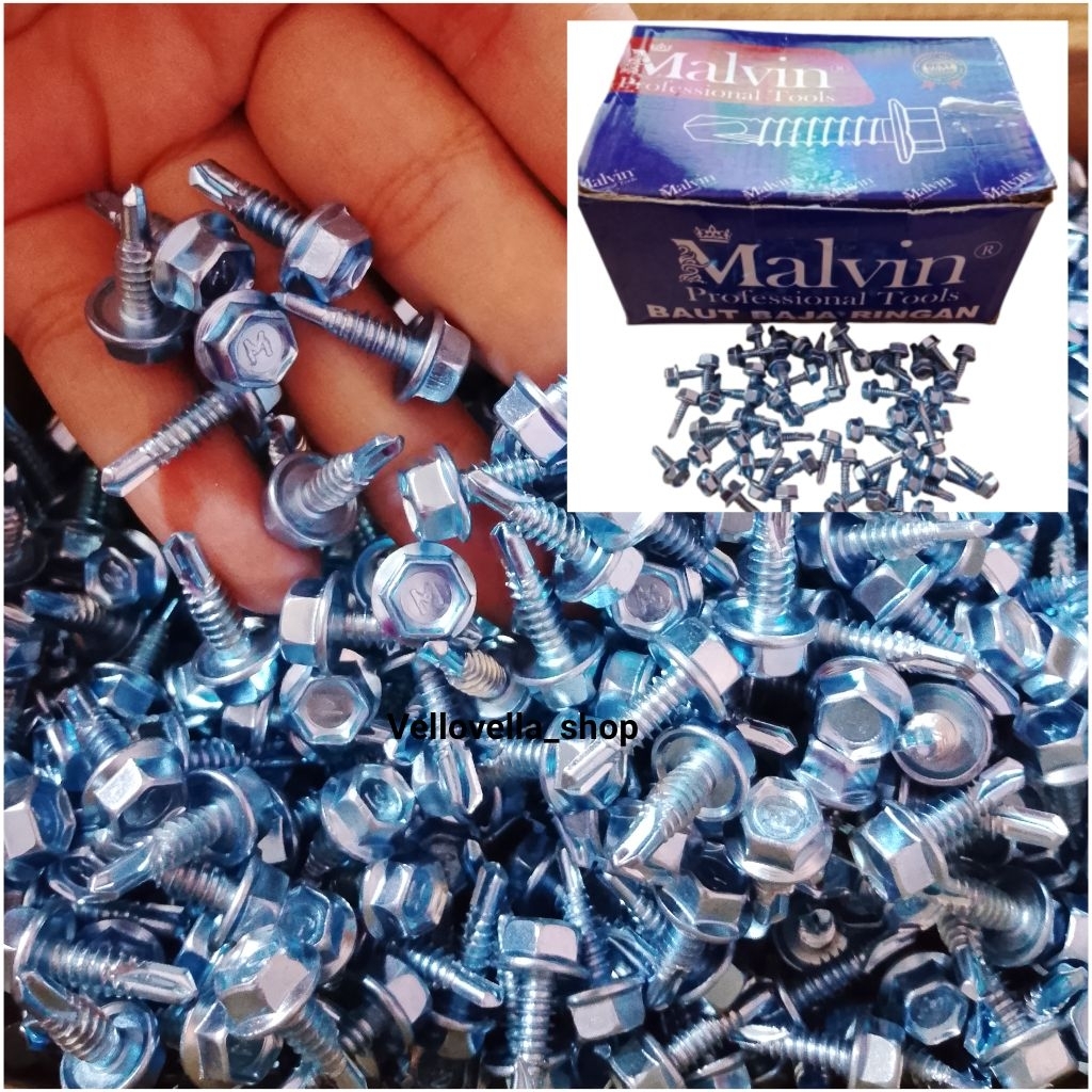 (per 1 biji) baut rangka baja ringan 10x16 merk Random / baut taso / baut sekrup