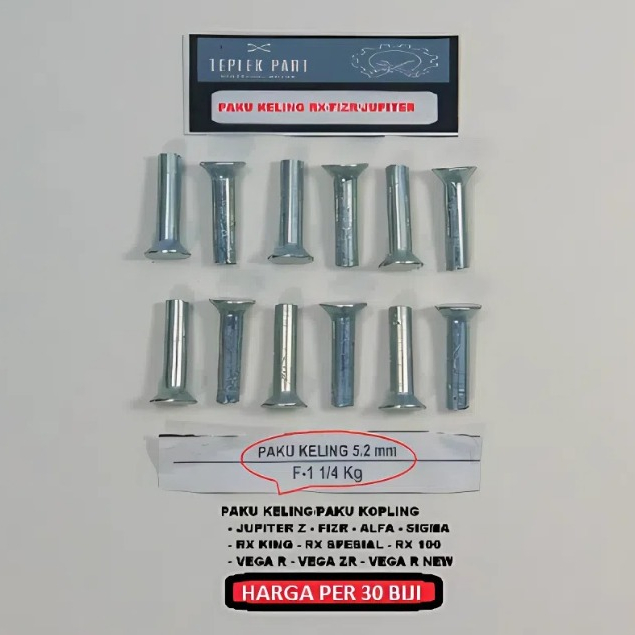 30pcs/Teplekmotor/Paku Keling Aluminium/Paku Keling/Yamaha/Rx King Fizr Jupiter Z/Paku Keling 5mm