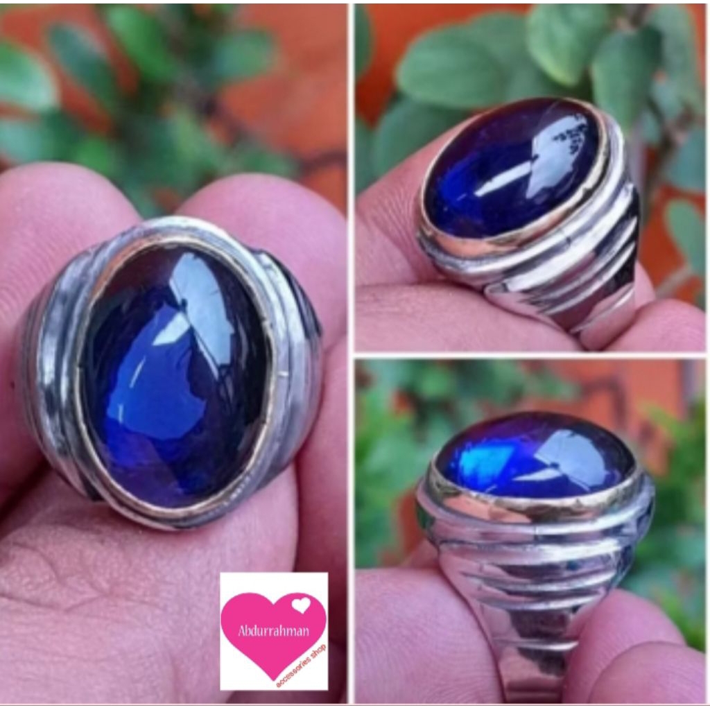 CINCIN BATU BLUE KING SAFIR ORIGINAL OBSIDION STONE