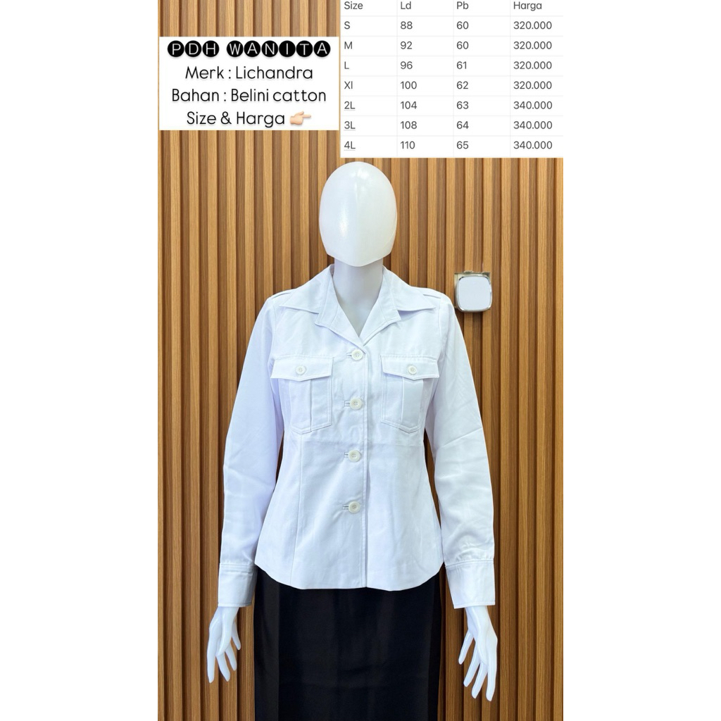 Pdh Putih Wanita Lichandra