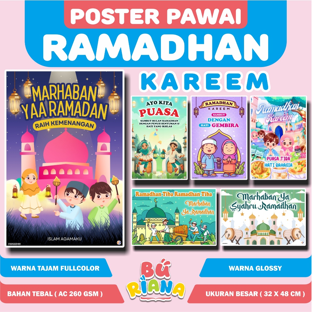 Poster Pawai Ramadhan || Poster Tarhib Ramadhan Edukasi Anak Kualitas Baik || Poster Edukasi Puasa