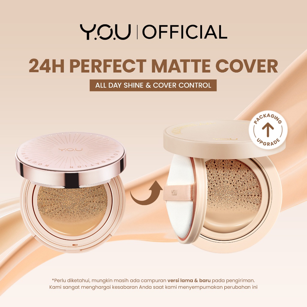 YOU Noutriwear+ Flawless Cushion Foundation Nourishing Poreless Perfect Coverage Tahan Lama 16 Jam |