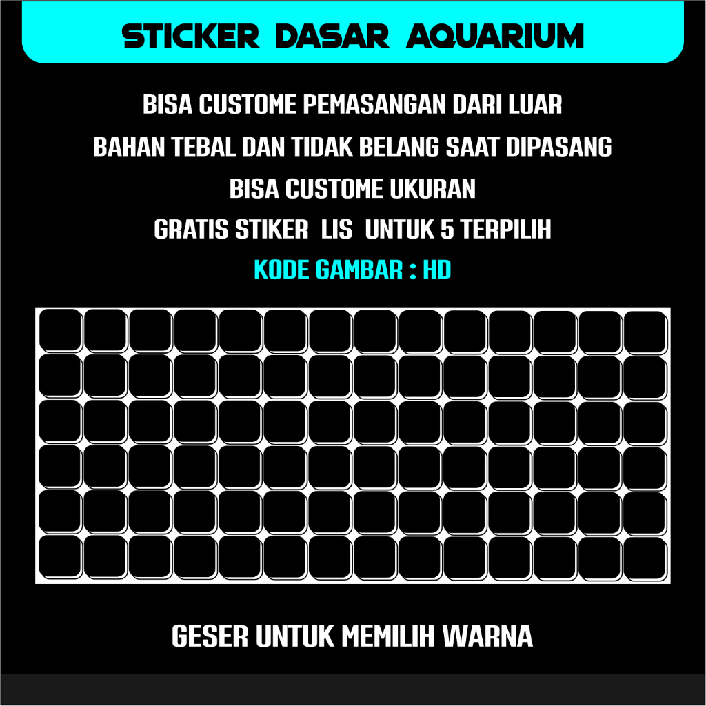 Stiker Atau Lepet Untuk Dasar Background Aquarium Motif kotak kotak hitam putih merah biru cyan HD2