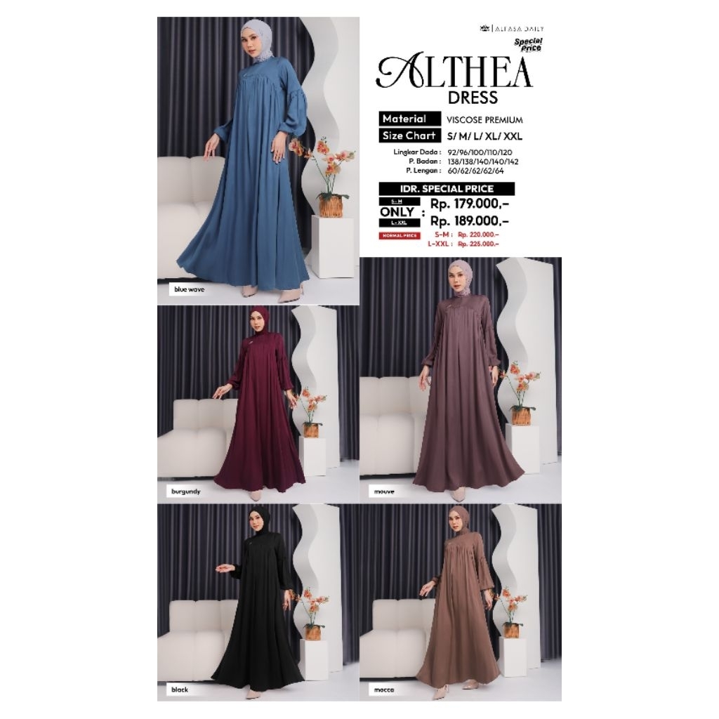 Althea Dress By Alfasa Hijab Gamis Dewasa Wanita