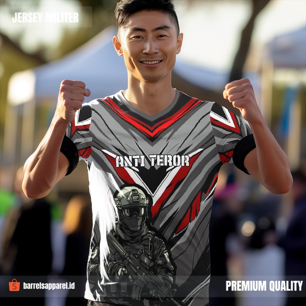 Kaos Jersey Polisi Polri Densus 88 Abu Merah Putih Motif Abstrak 26