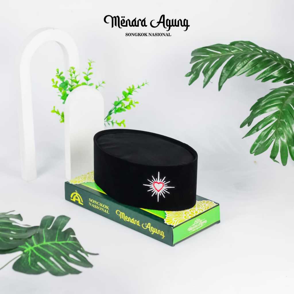 Peci Songkok Kopiah Hitam Polos Logo PSHT Setia Hati Terate Tinggi 9cm Murah Anak Dewasa