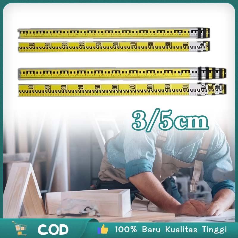 5 Meter Rambu Mistar Bak Ukur Meteran Telescopic Rambu Ukur Mistar Ukur Leveling Staff Survey Rod Al