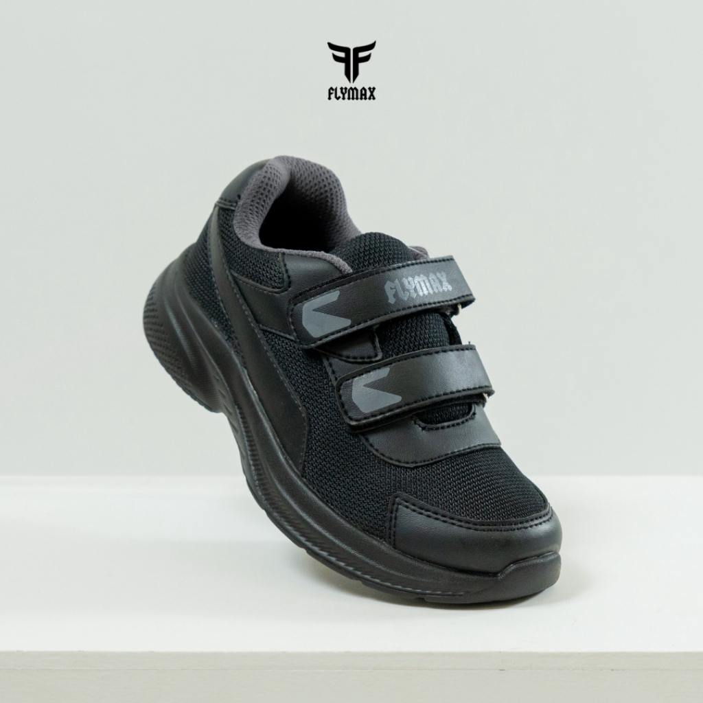 Flymax Kids Easywear – Sepatu Sekolah Anak Tanpa Tali All Black