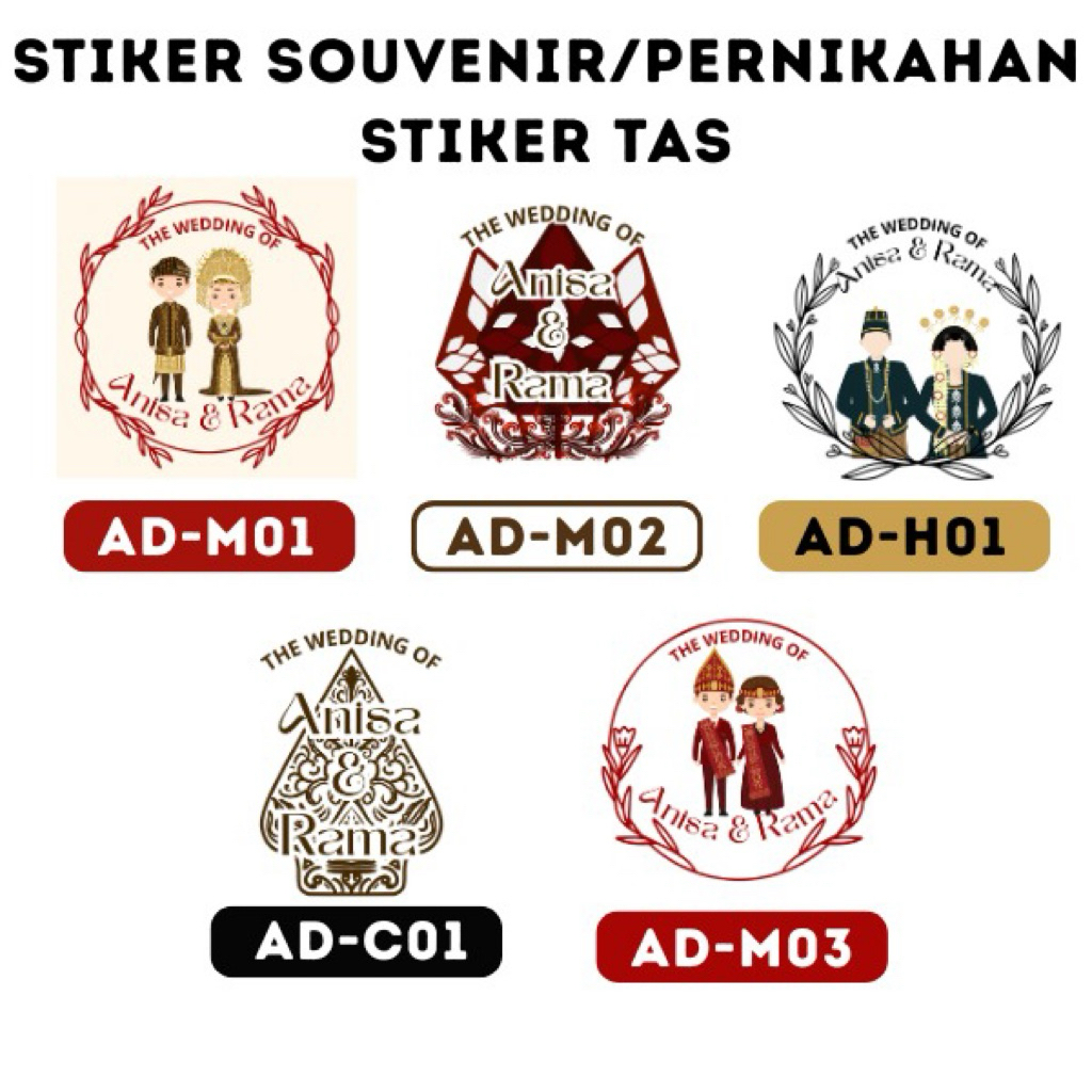 Stiker Souvenir Pernikahan / Stiker Tas Pernikahan / Stiker Paperbag / Stiker Kardus Souvenir Tema A