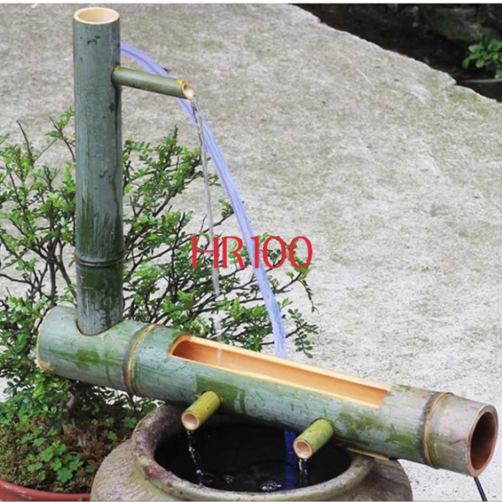 Pancuran bambu kolam ikan minimalis