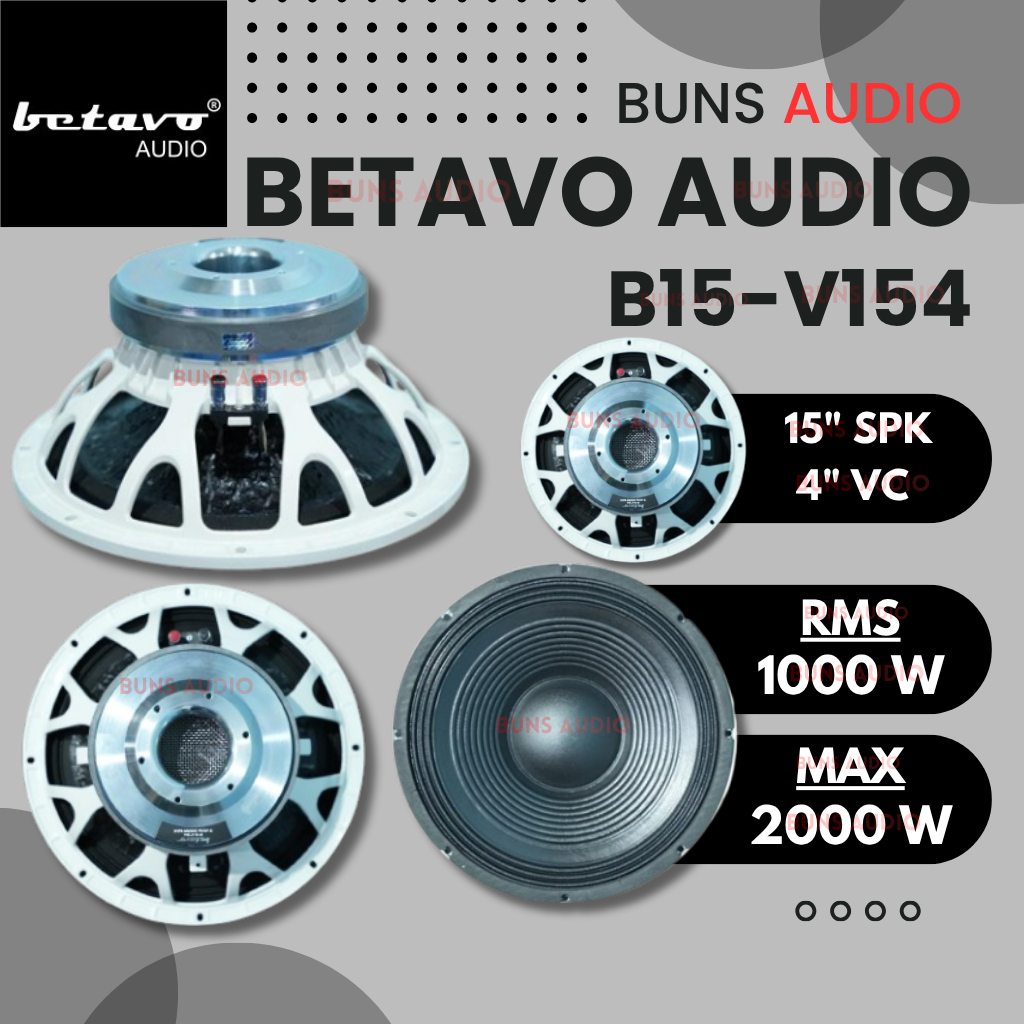Betavo Audio B15-V154 15 Inch Speaker + 4 Inch Voice Coil -- 2000 Watts Max Power