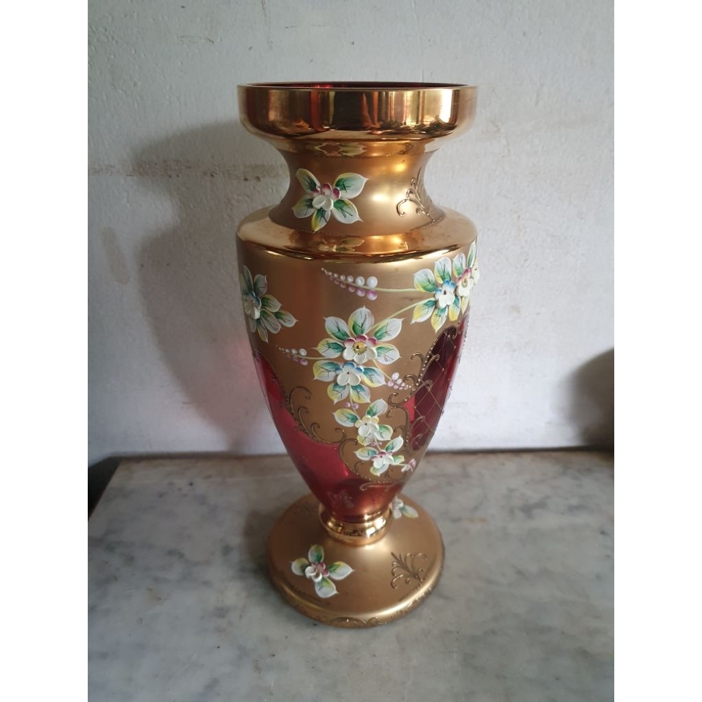 fas bunga kristal bohemia antik