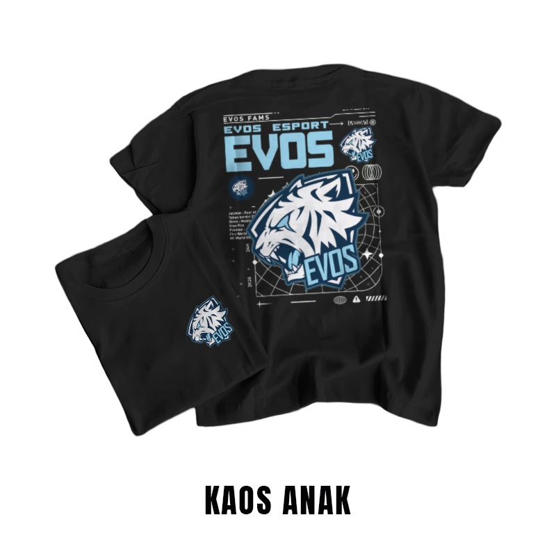 Kaos Evos Esport Team Mobile Legends ML Anak Baju kaos Evos Fams Anak Umur 2 - 10 Tahun