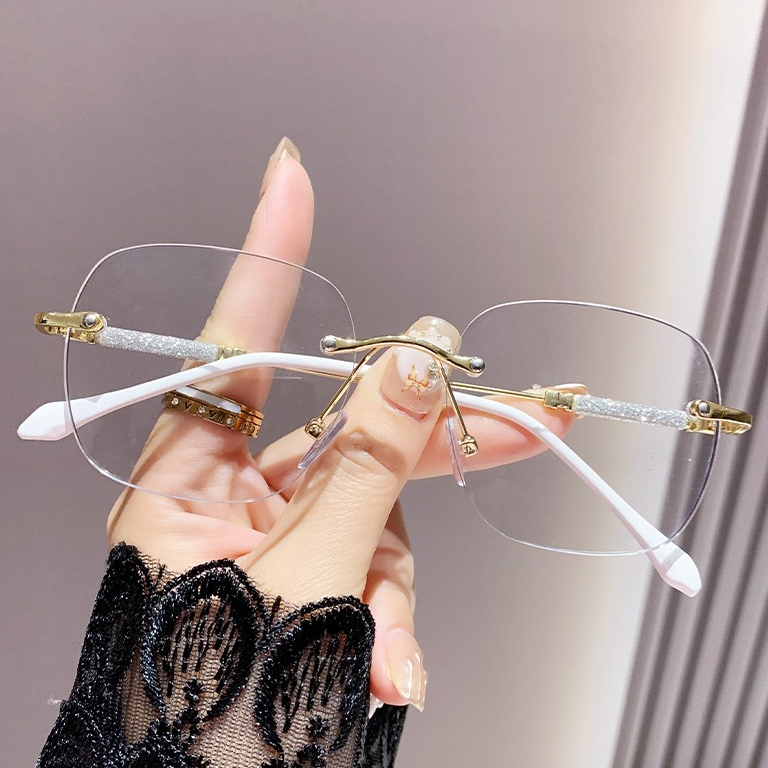 Kacamata Fashion rimless Bluecromic Wanita Photocromic  Anti Radiasi Blueray Frame 2In1 A015