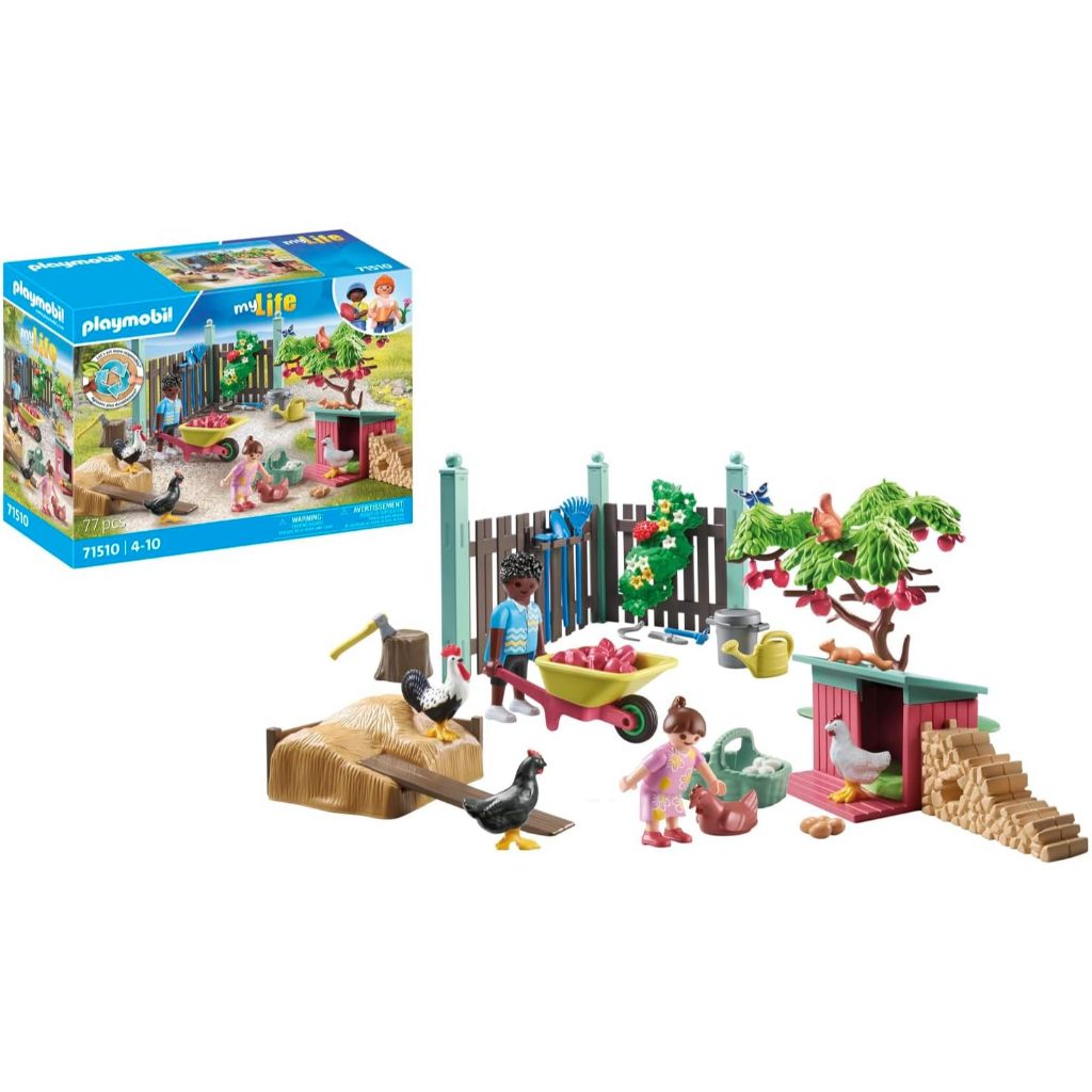 PLAYMOBIL myLife 71510 Chicken Playpen, Various Playground with Animals and Accessories