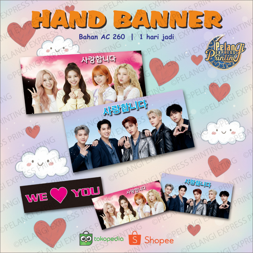 Cetak Custom Hand Banner | Handbanner Slogan Freebies KPOP
