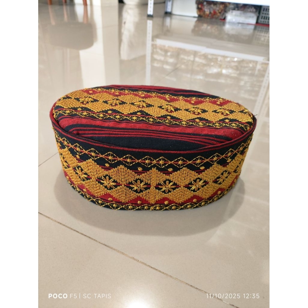 Peci kopiah songkok topi tapis lampung bordir tenun salur motif biku cincin tenun