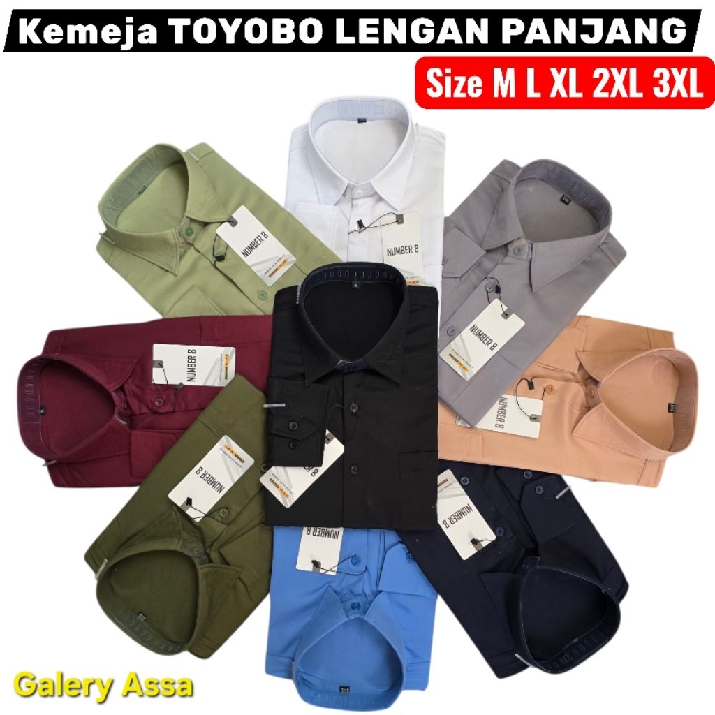 Kemeja Pria Polos Slim Fit Toyobo Premium Lengan Panjang Kemeja Kantor Formal