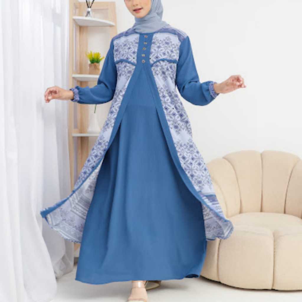Gamis Dress Oversize Wanita Mixx Brukat Motif - Fashion Muslim Wanita By Azka Collection