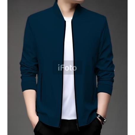 Jaket Bomber Pria Waterproof Korea Blazer Casual Tebal - ARMY, M