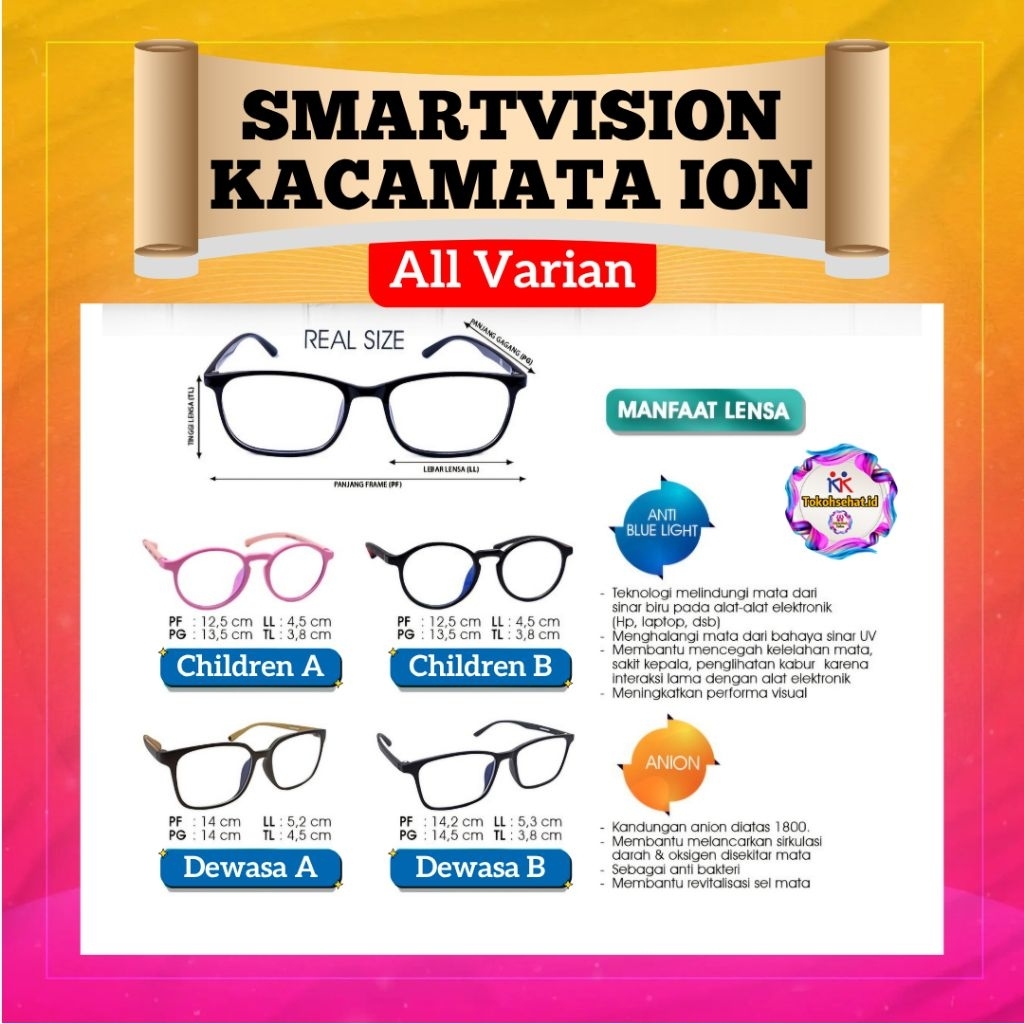 Kacamata Ion Smart Vision Original KK Indonesia | Anti Radiasi, Anti UV & Blue Light | Solusi Mata L