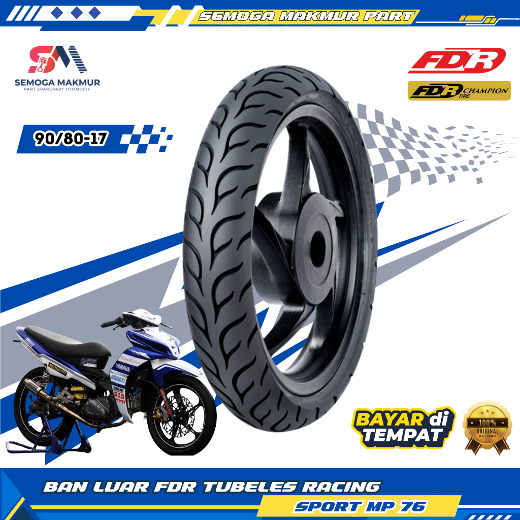 BAN LUAR FDR SPORT MP 76 TUBLES RING 17 90/80-17 RACING BAN SOFT COMPOUND