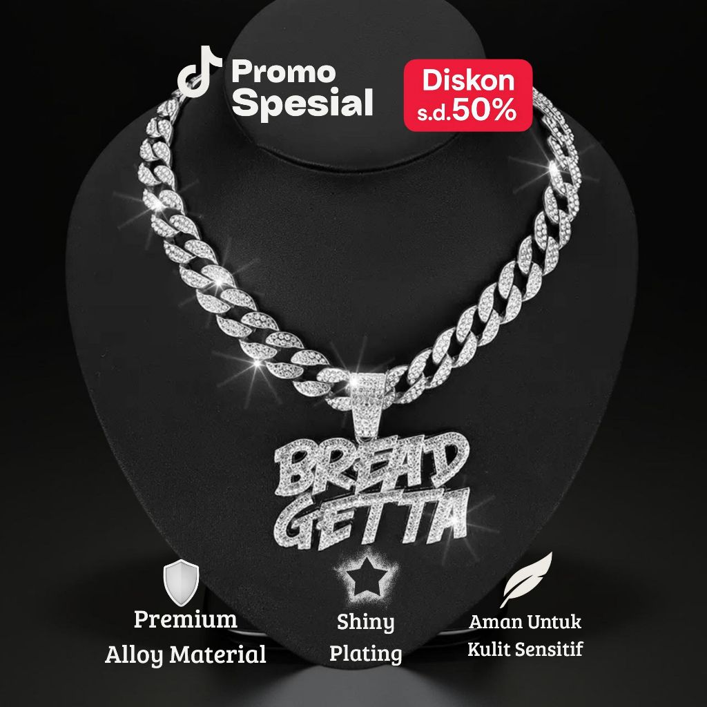 Bread Getta Necklace – Kalung Hiphop Premium Iced Out Cuban Chain