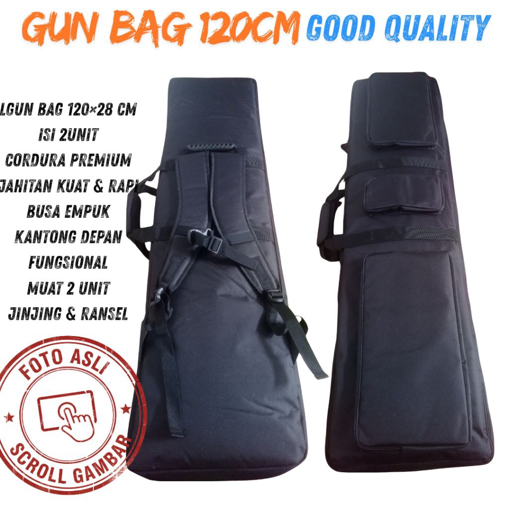 Tas Senjata Panjang 120cm Codura Premium Gunbag Tas Senapan Airsoft Rifle Softcase Tas Ransel Selemp