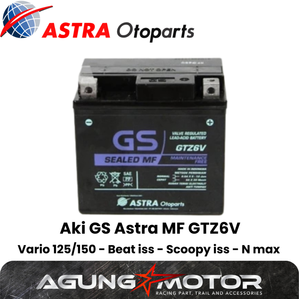 Aki Motor GS Astra Kering GTZ6V Buat Motor Honda Vario 125/150 Beat Scoopy FI