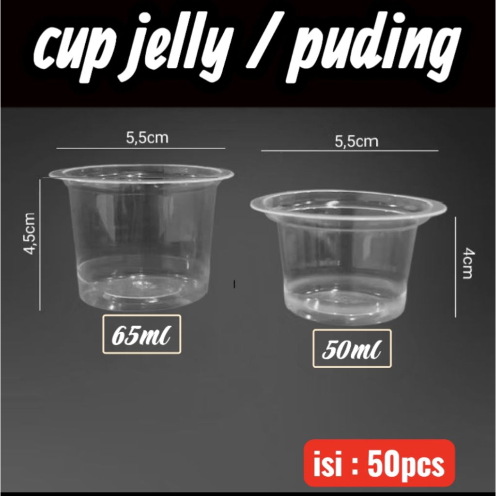 cup puding plastik cup jelly plastik bening saos 50ml dan 65ml tutup
