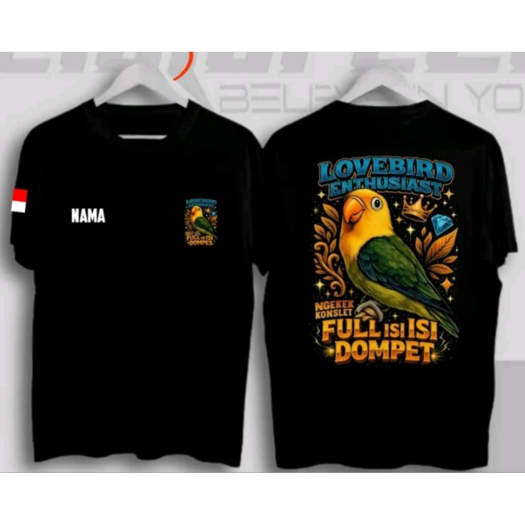 KAOS LOVEBIRD ENTHUSIAST Ngekek Konslet  Ful isi isi  Dompet - KAOS DISTRO UNISEX PRIA