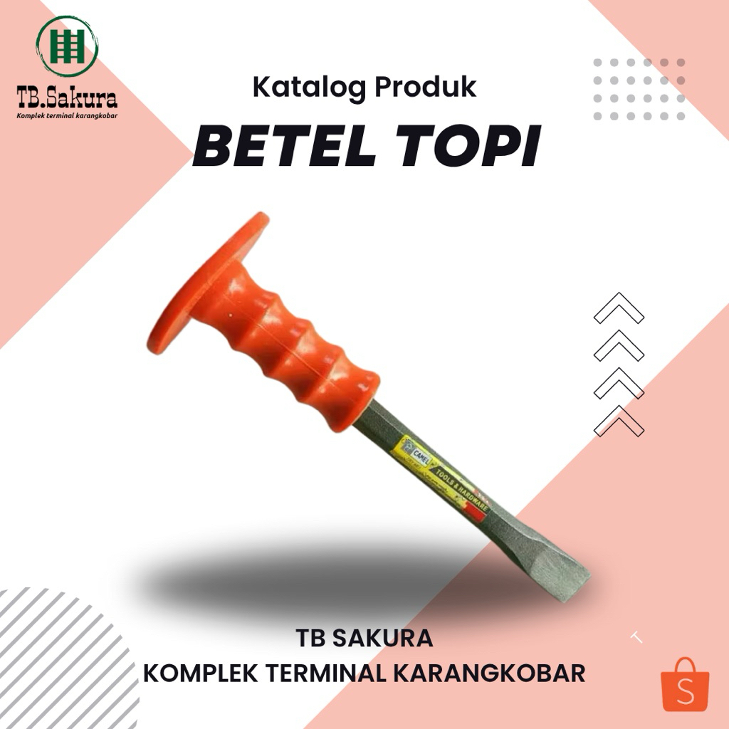 Pahat Beton | Betel Besi Topi JUMBO - Betel Tembok Gagang Karet 8 & 10 Inch