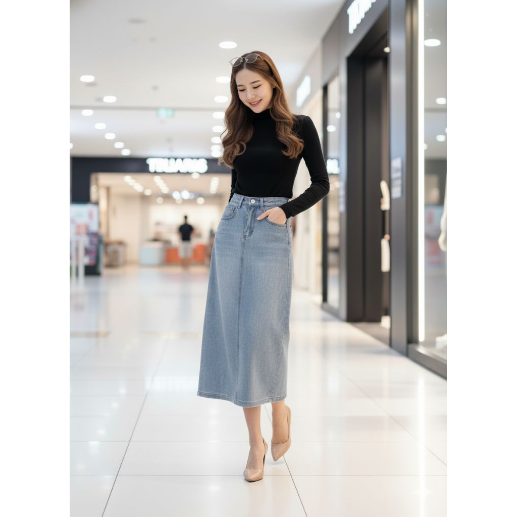 Skirt Jeans wanita melar strech SR 32 Otd kekinian by velouque