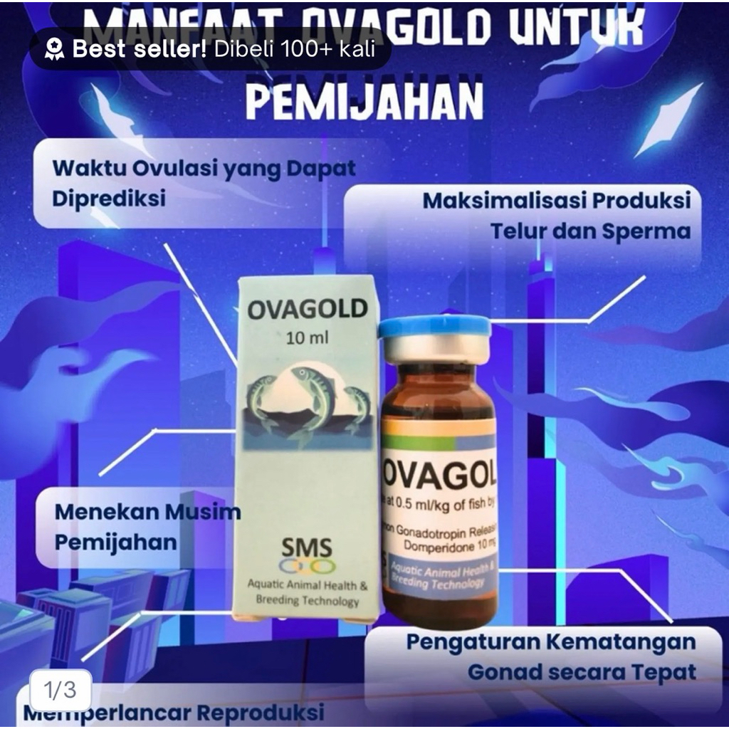 OVAGOLD 10ML OBAT PEMIJAHAN IKAN HORMON OVAPRIM GONADOTROPIN SALMON - Warna