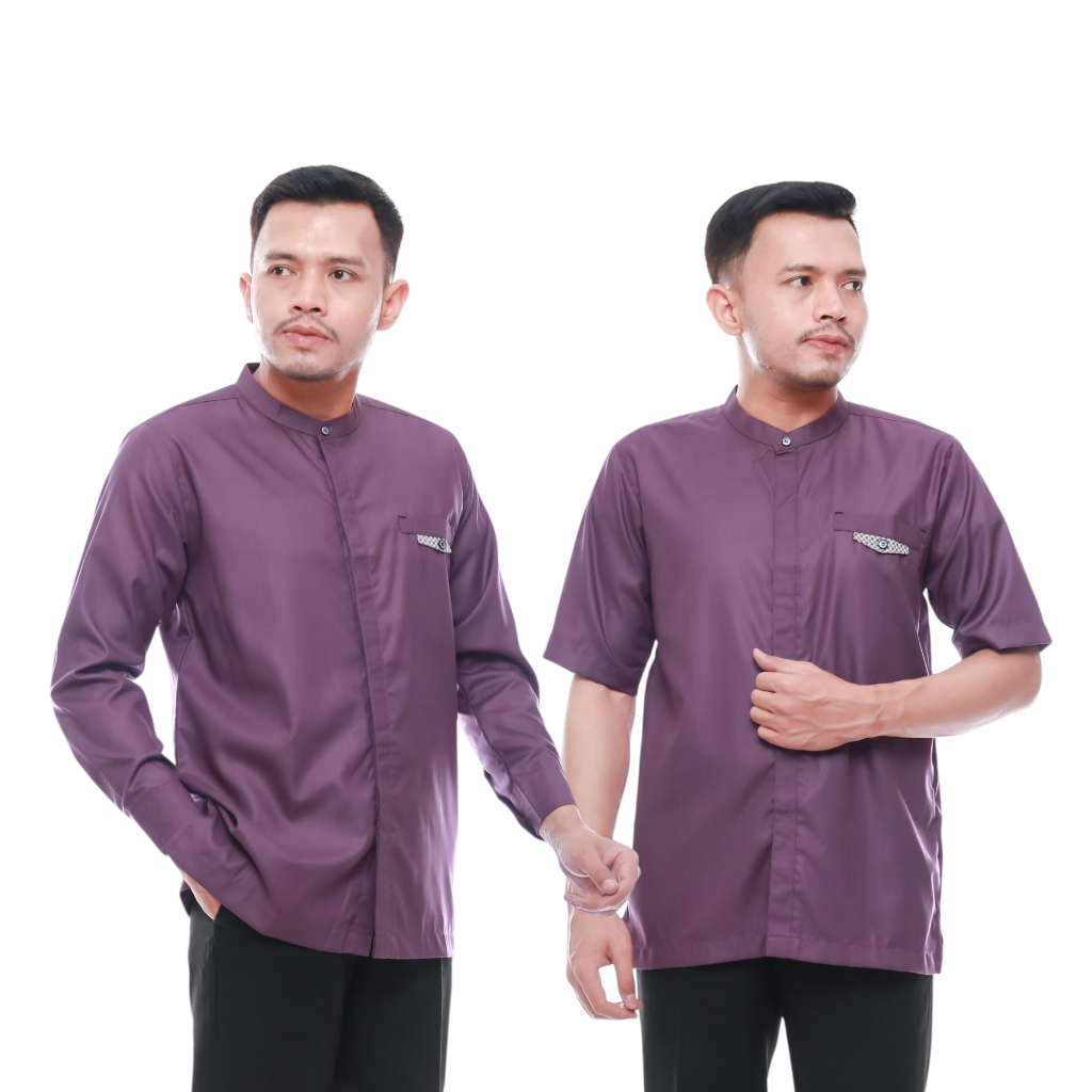 ANR Fadillah-Kemeja koko pria Dewasa Lengan Panjang ungu lavender