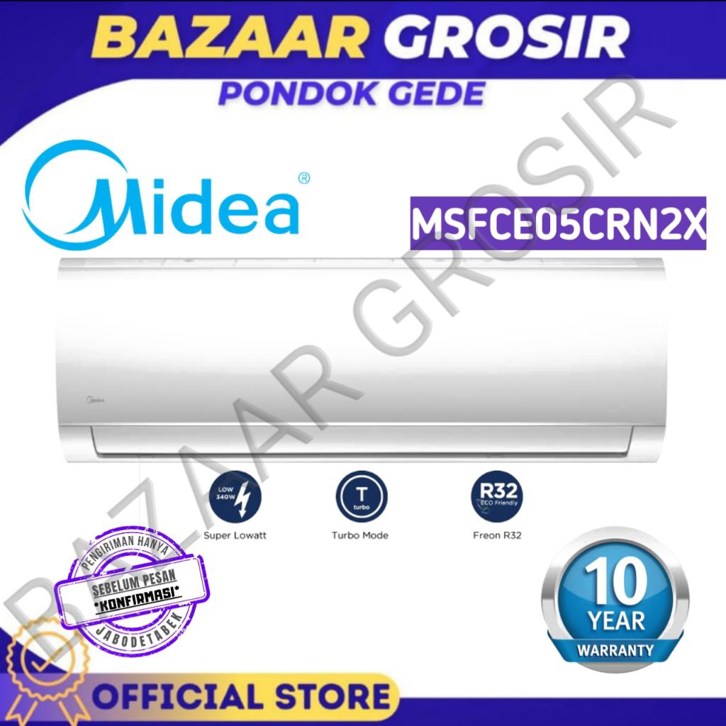 AC MIDEA SPLIT STANDARD 0.5PK - 1/2PK MSFCE-05CRN2X / MSFCE 05CRN2X / MSFCE 05 CRN2X - 0.5 PK - 1/2 