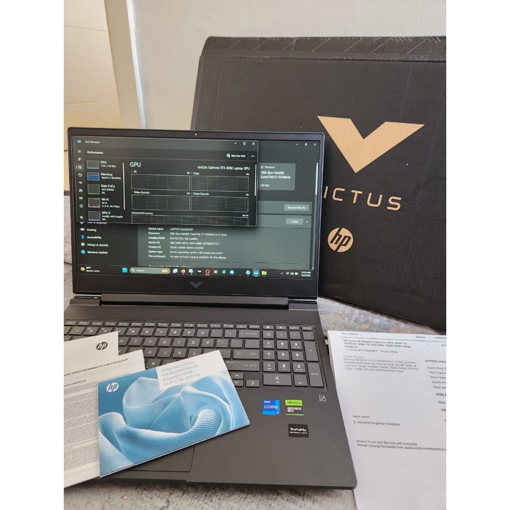 Laptop Gaming Victus Resmi 16 R0888TX 13700HX i7 RTX 4060 RTX4060 VRAM 8GB RAM 16 GB SSD 1TB , Lapto
