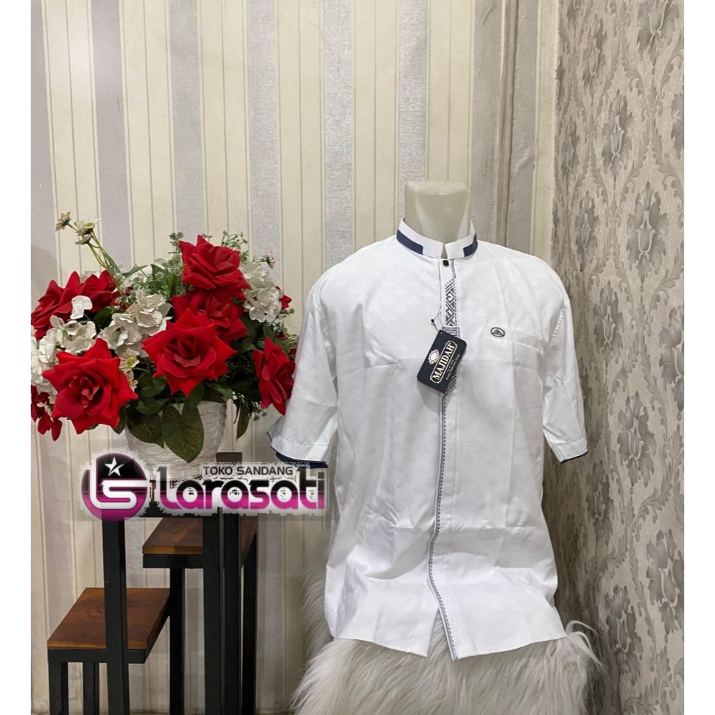 Baju Koko merk MAJIDAH PUTIH lengan pendek kekinian
