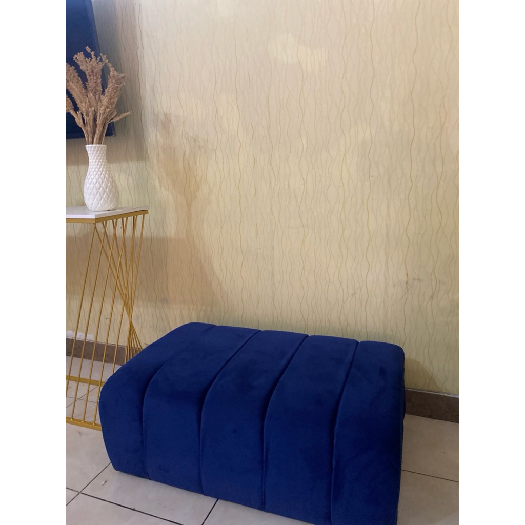 Stool turki warna navy/kursi stool panjang/puff panjang/kursi stool sofa panjang/stool panjang bludr