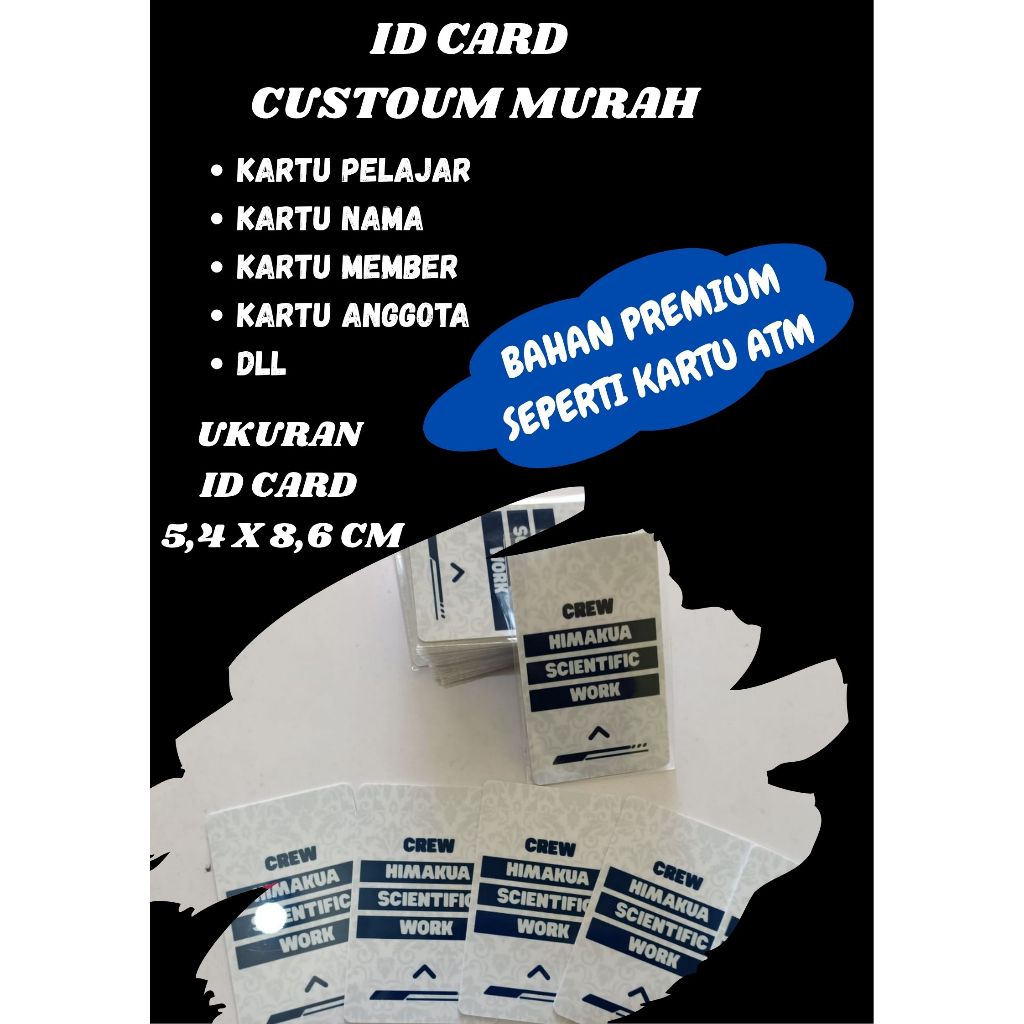 id card murah custoum bahan pvc seperti kartu atm