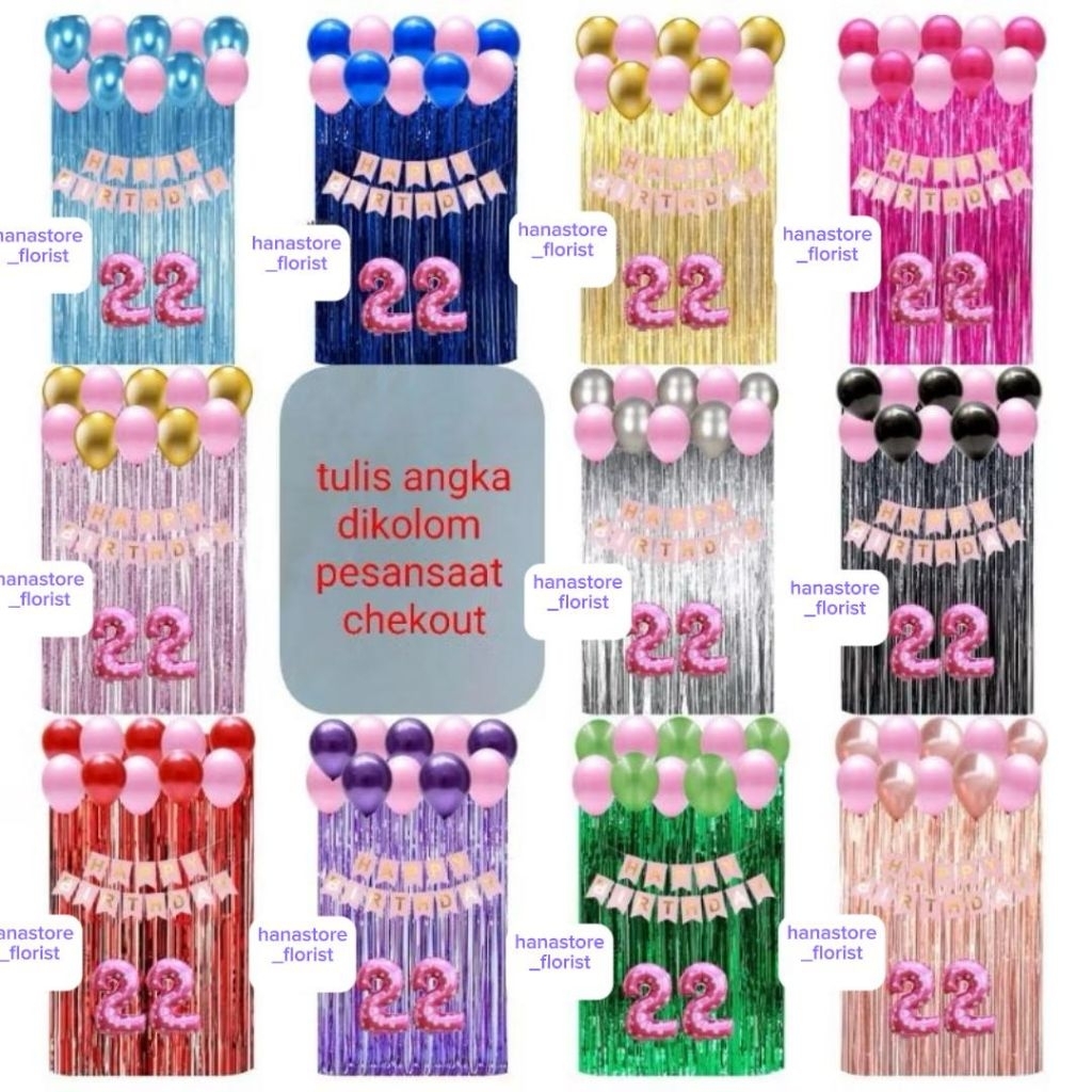 Set Balon Dekorasi Ulang Tahun Tema Balon Angka Pink Polos / Paket Set Balon Ulang Tahun