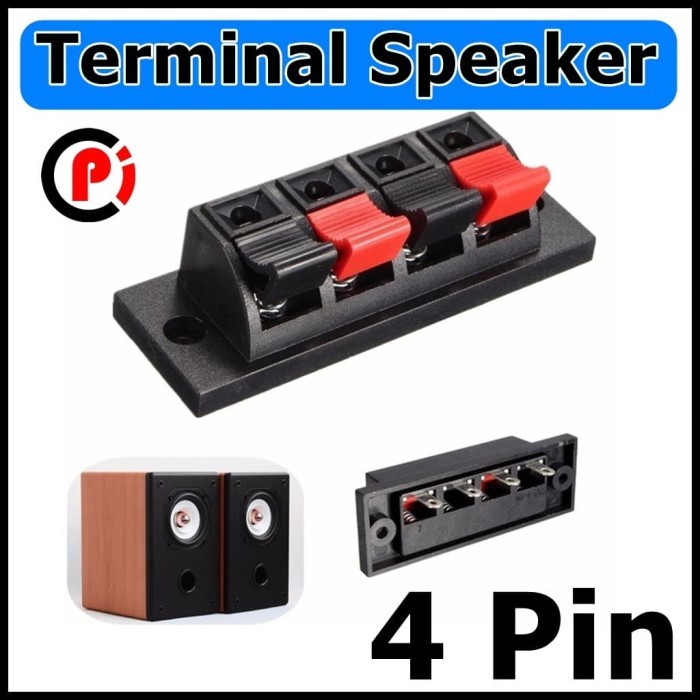 Terminal Jepit Speaker 4 Pin Kabel Power Supply Soket Per Amplifier DC
