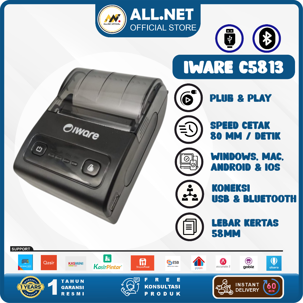 Mobile Printer Bluetooth Thermal 58mm Iware C5813 RPP02N