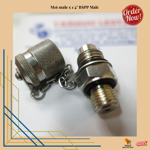 Adapter Nepple M16 male x 1/4" BSPP Male