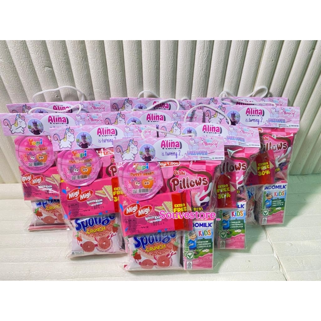 Pinky Snack Birthday || Snack Ultah Custom warna serba pink Label || Hampers Birthday serba Pink || 