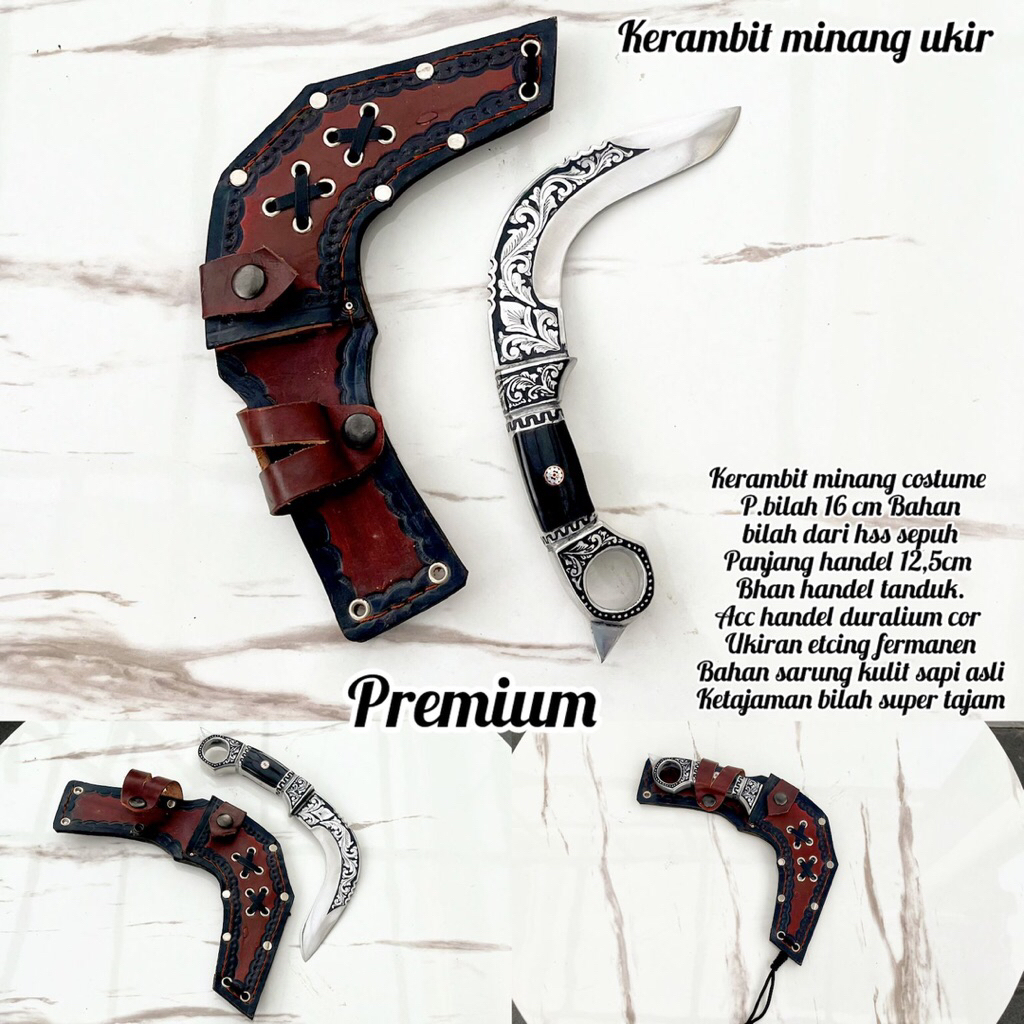 Kerambit Minang Custom Ukir Batik Full Baja Hss Asli